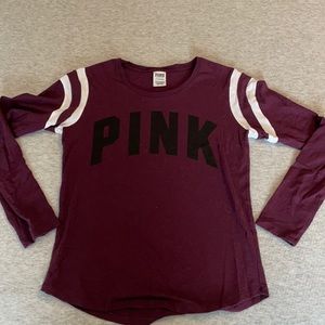 PINK long sleeve baseball tee